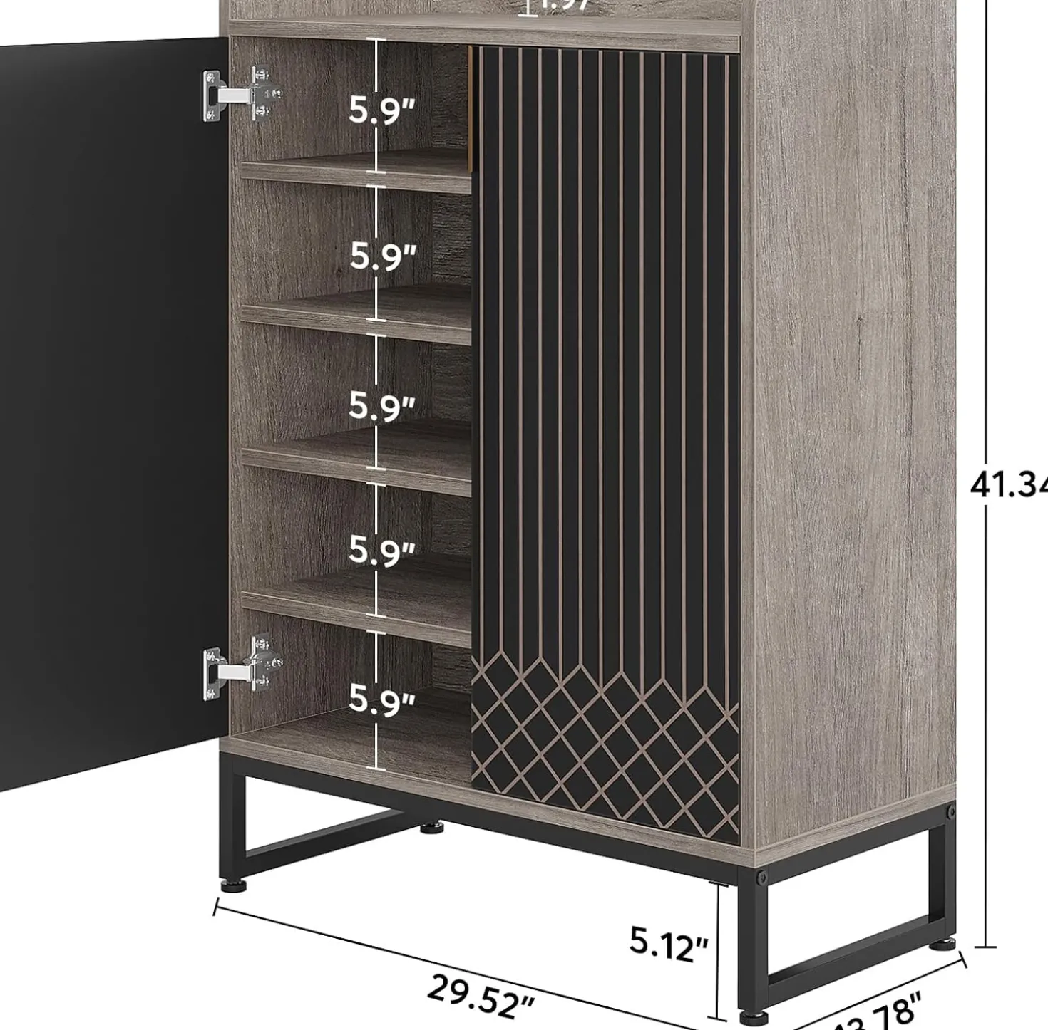 Modern Shoe Cabinet with Doors, 5-Tier Modern Shoe Rack Organizer