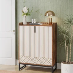 Modern Shoe Cabinet with Doors, 5-Tier Modern Shoe Rack Organizer