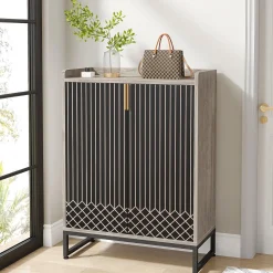 Modern Shoe Cabinet with Doors, 5-Tier Modern Shoe Rack Organizer