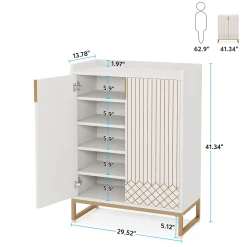 Modern Shoe Cabinet with Doors, 5-Tier Modern Shoe Rack Organizer