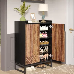 Modern Shoe Cabinet with Doors, 5-Tier Modern Shoe Rack Organizer