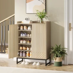 Modern Shoe Cabinet with Doors, 5-Tier Modern Shoe Rack Organizer