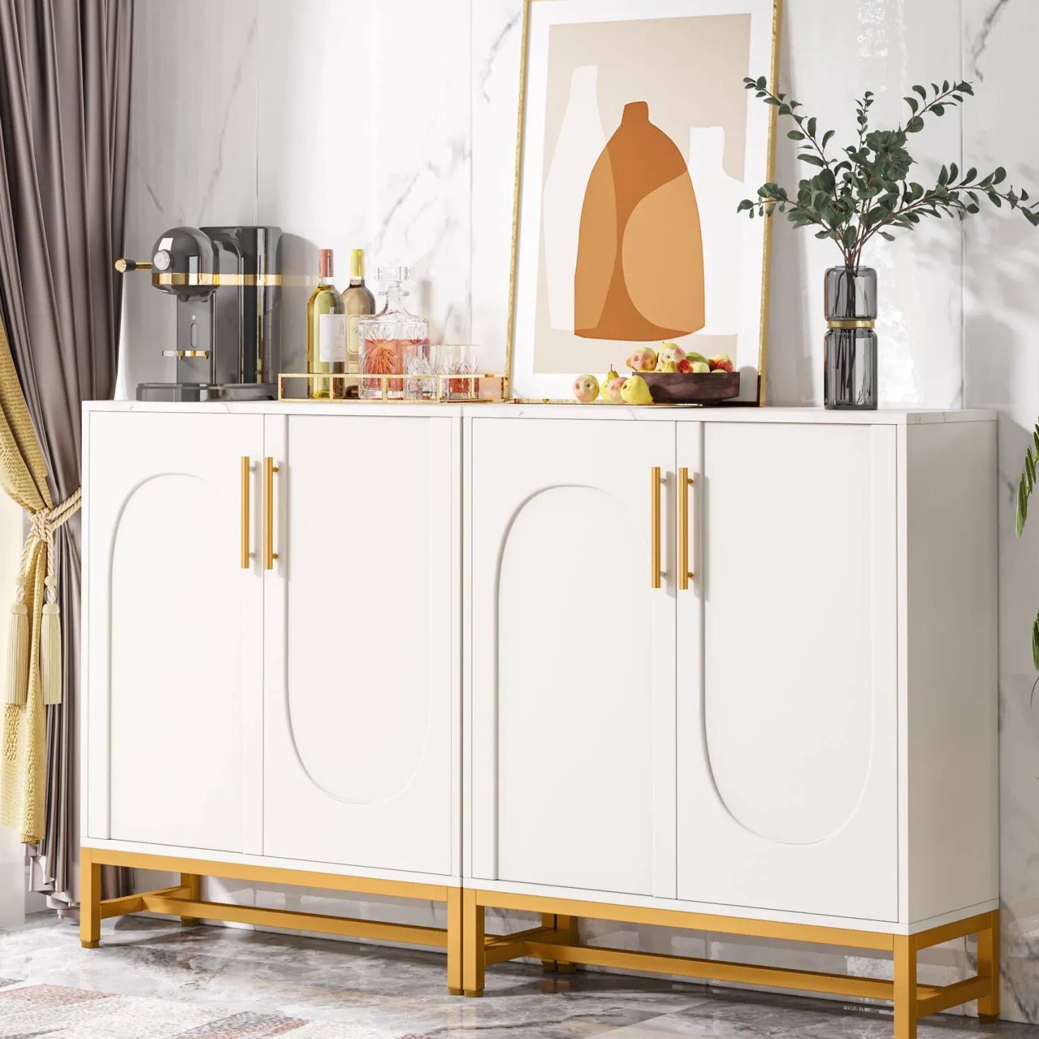 Modern Sideboard Buffet Storage Cabinet with Adjustable Shelves
