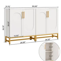 Modern Sideboard Buffet Storage Cabinet with Adjustable Shelves