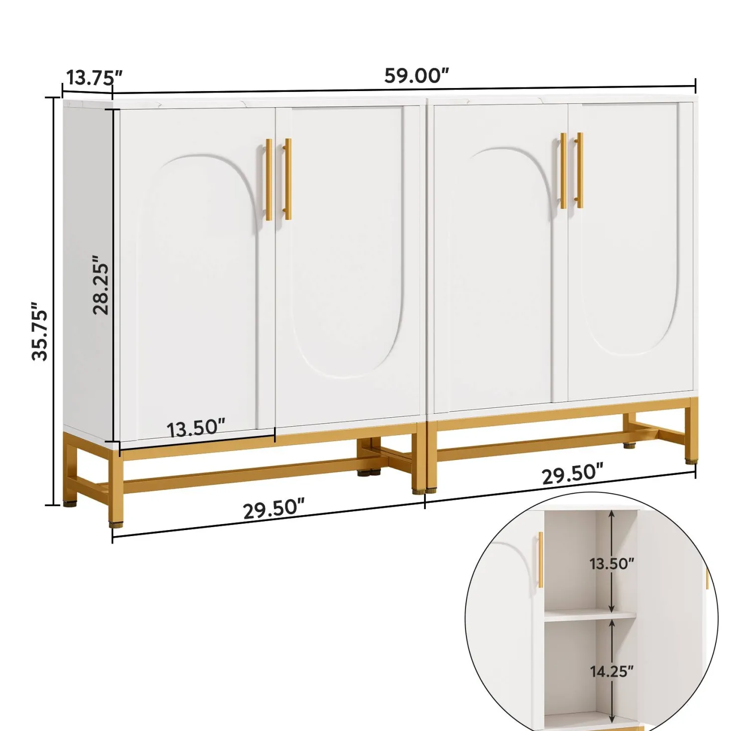 Modern Sideboard Buffet Storage Cabinet with Adjustable Shelves