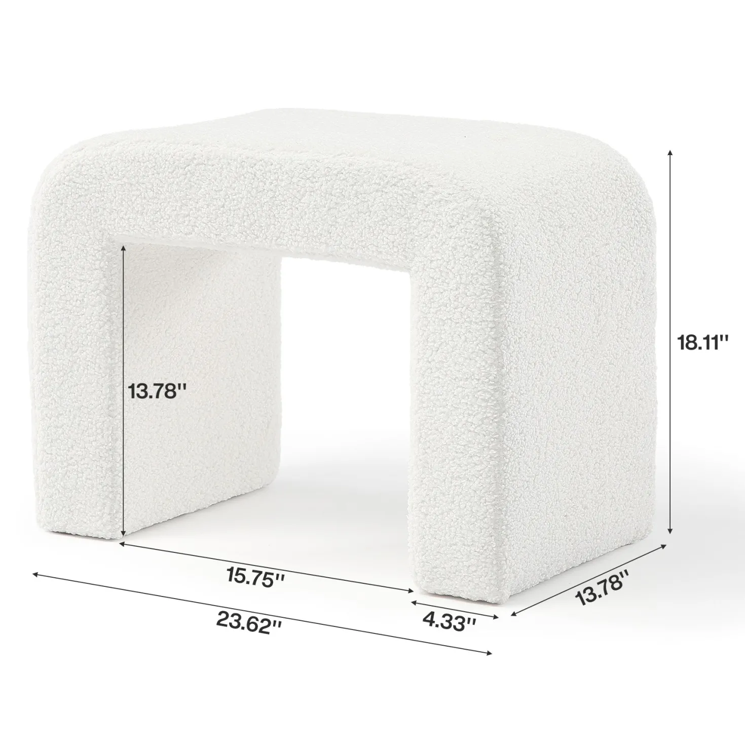 Modern Vanity Stool, Fully Assembled Upholstered Ottoman Sofa Footrest