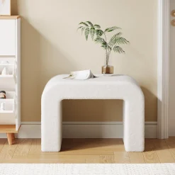 Modern Vanity Stool, Fully Assembled Upholstered Ottoman Sofa Footrest