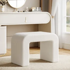 Modern Vanity Stool, Fully Assembled Upholstered Ottoman Sofa Footrest