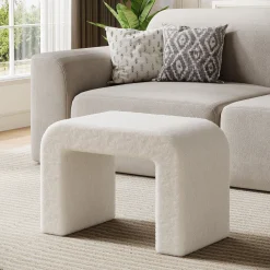 Modern Vanity Stool, Fully Assembled Upholstered Ottoman Sofa Footrest