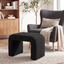 Modern Vanity Stool, Fully Assembled Upholstered Ottoman Sofa Footrest