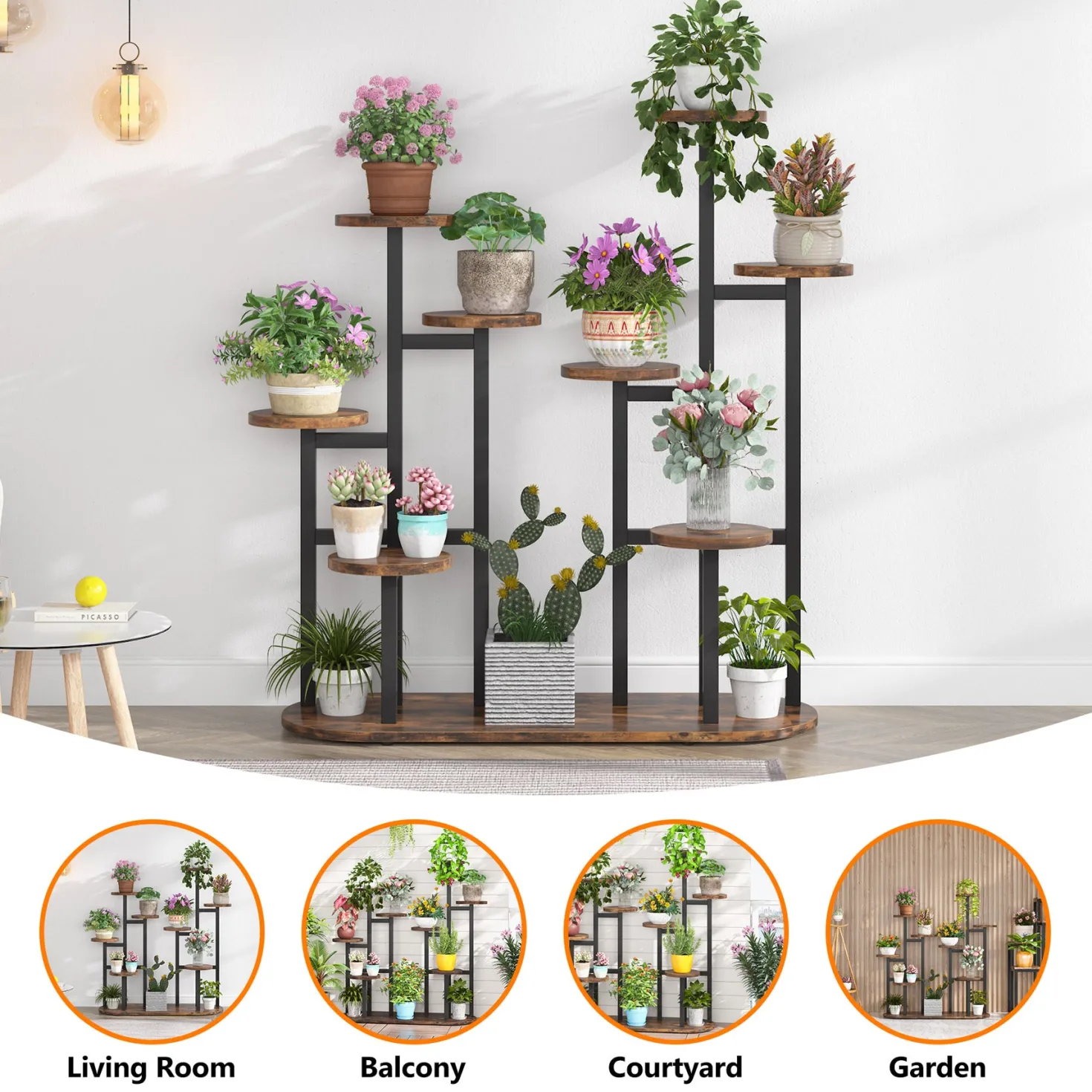 Multi-Tiered Plant Stand, 11 Potted Plant Shelf Flower Stands
