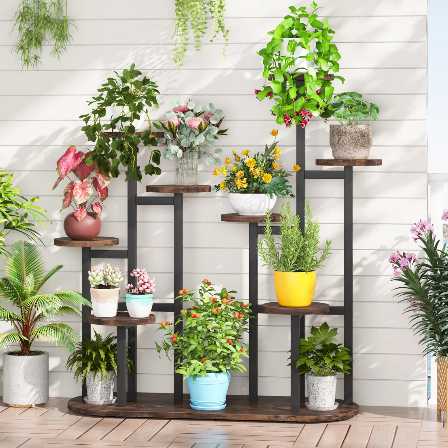 Multi-Tiered Plant Stand, 11 Potted Plant Shelf Flower Stands