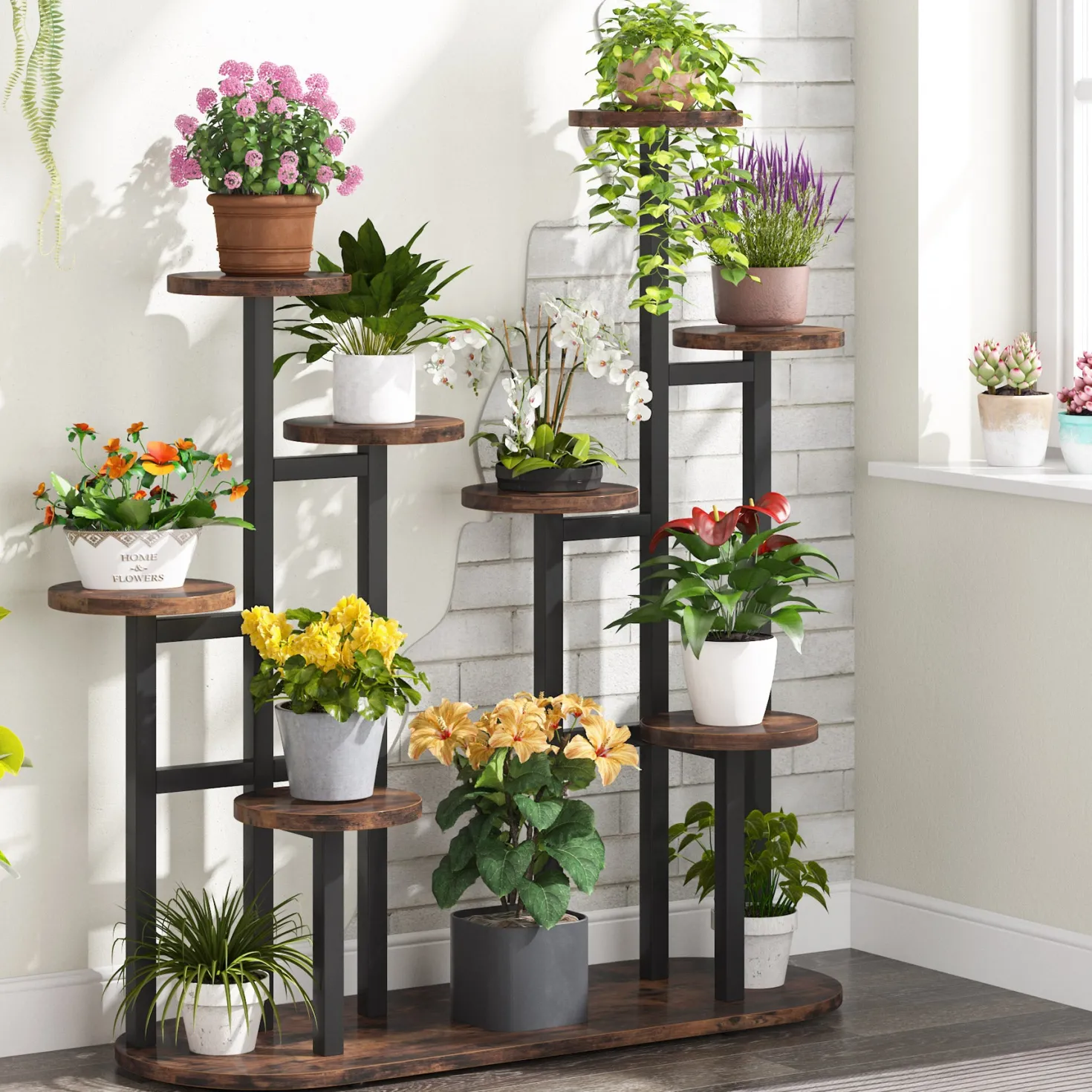 Multi-Tiered Plant Stand, 11 Potted Plant Shelf Flower Stands