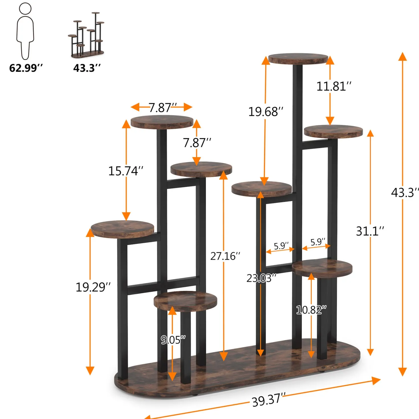 Multi-Tiered Plant Stand, 11 Potted Plant Shelf Flower Stands