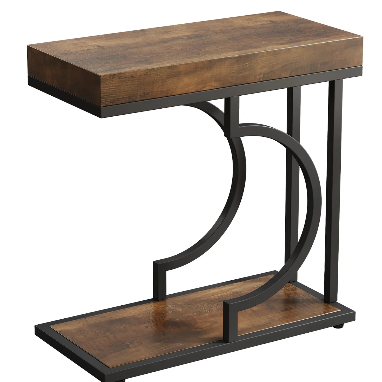 Narrow C Table, Modern End Table Bedside Table with Metal Frame