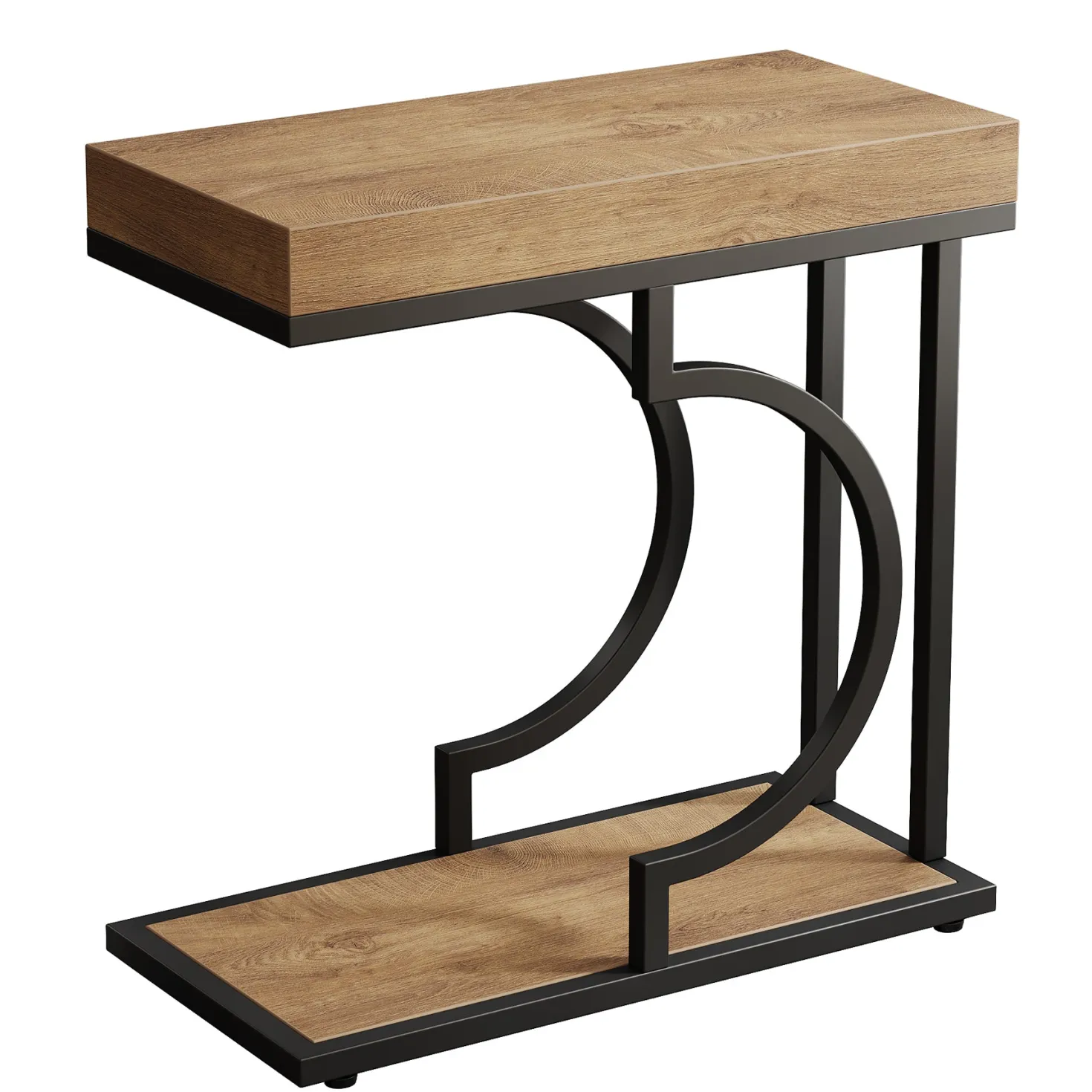 Narrow C Table, Modern End Table Bedside Table with Metal Frame