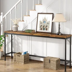 Narrow Console Table, 70.9" Extra Long Sofa Table Industrial Hallway Table