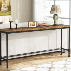 Narrow Console Table, 70.9" Extra Long Sofa Table Industrial Hallway Table