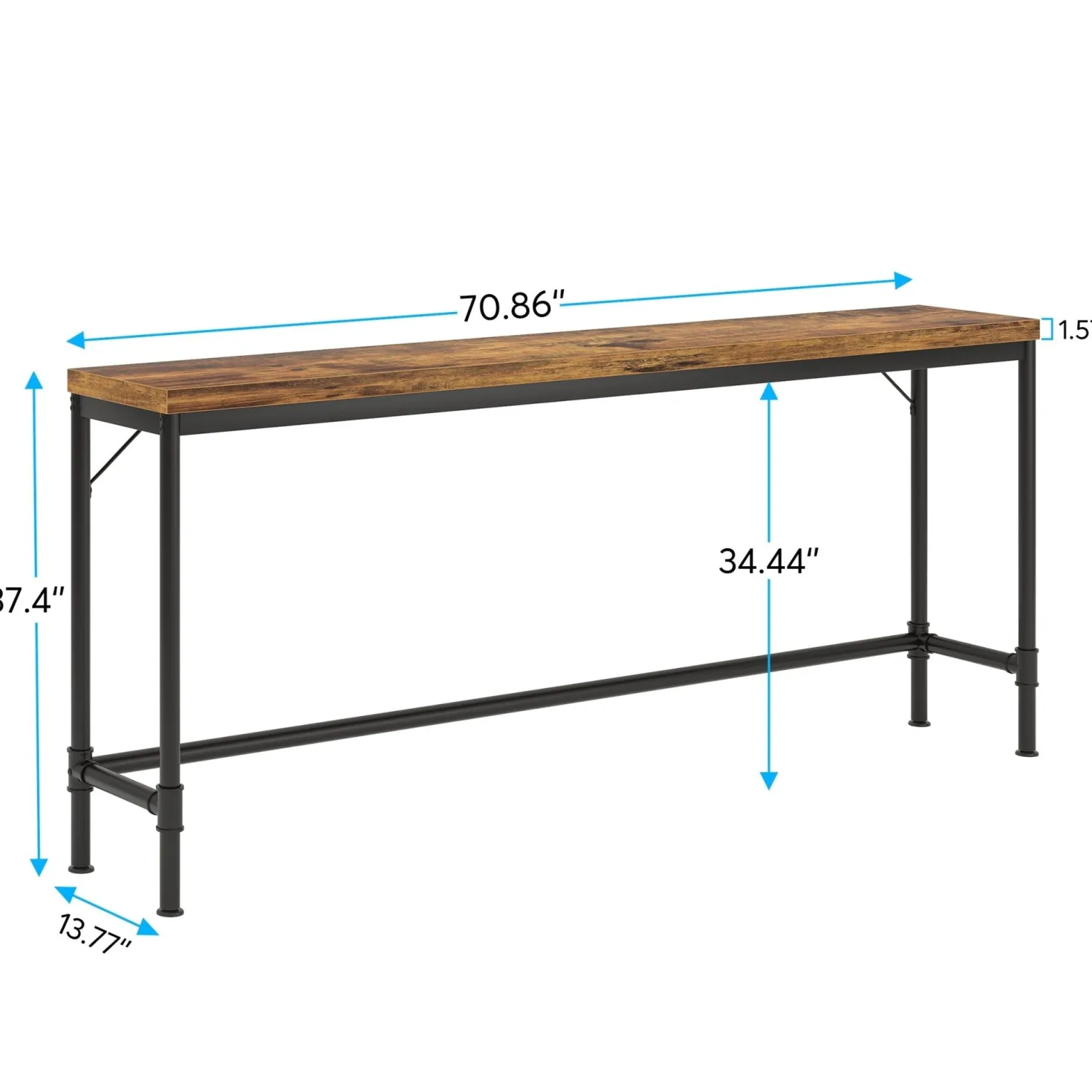 Narrow Console Table, 70.9" Extra Long Sofa Table Industrial Hallway Table