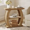 Narrow End Table, 2-Tier Farmhouse Side Table with Curved Frame
