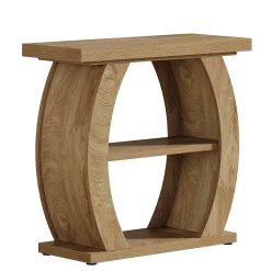 Narrow End Table, 2-Tier Farmhouse Side Table with Curved Frame