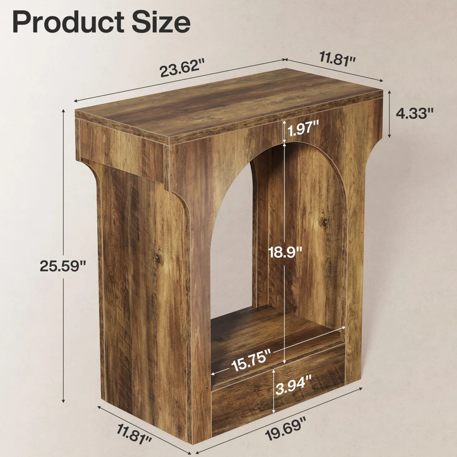 Narrow End Table, 2-Tier Side Table with Storage Space