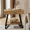 Narrow End Table,Couch Arm Side Table Nightstand with Storage Shelves
