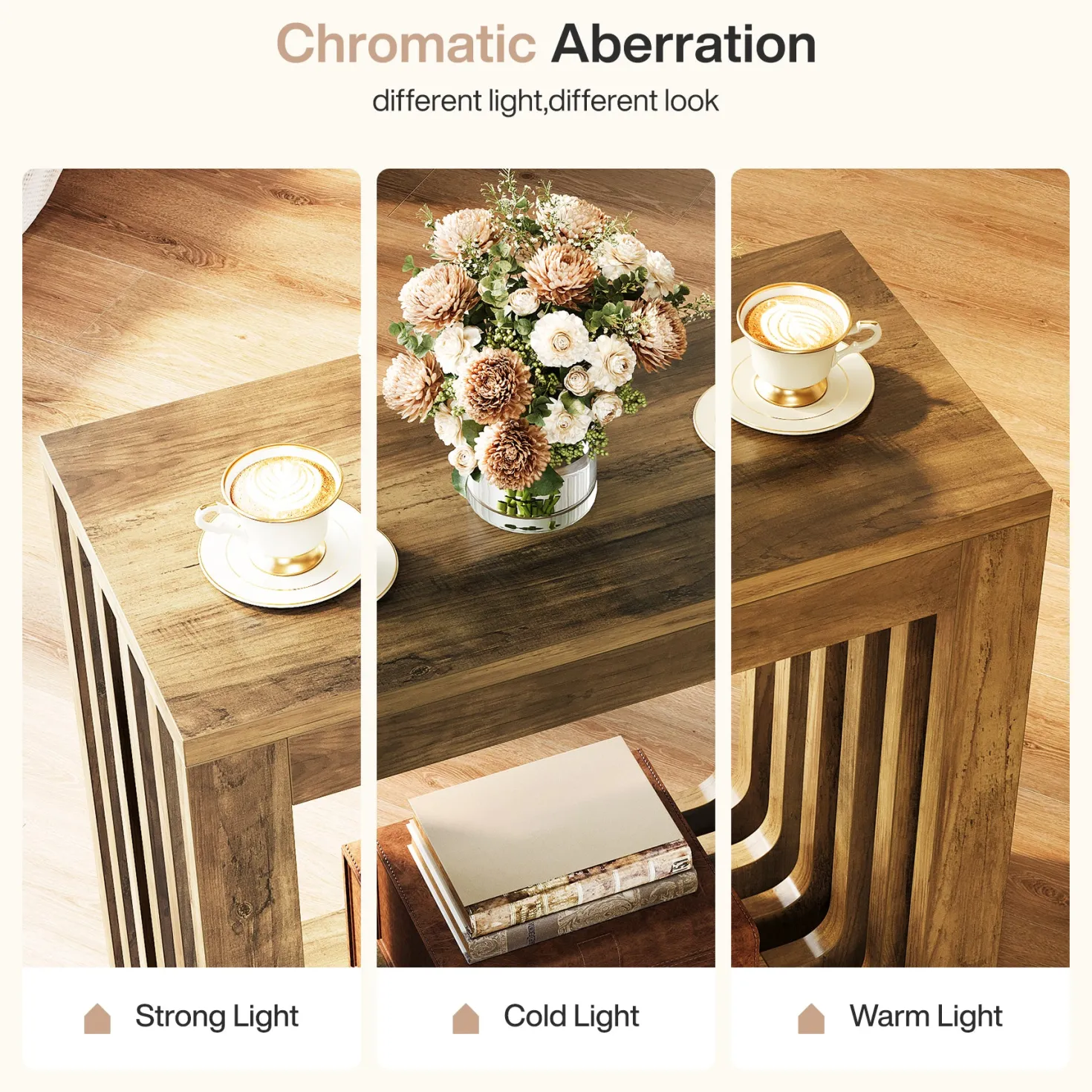 Narrow Sofa Side Table, Farmhouse End Table with Slatted Open Frame