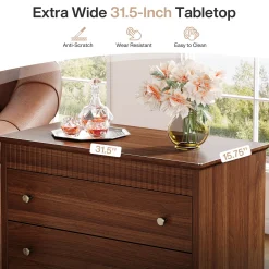 Nightstand with 3 Drawers, 31.5