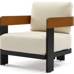 Outdoor Lounge Chair, Patio Armchair Club Chair With Cushions & Aluminum Frame