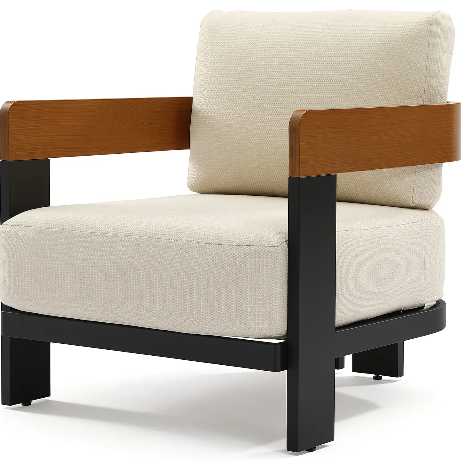 Outdoor Lounge Chair, Patio Armchair Club Chair With Cushions & Aluminum Frame