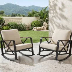 Outdoor Rocking Chair, Patio Seating Waterproof Rocker with Thick Cushion
