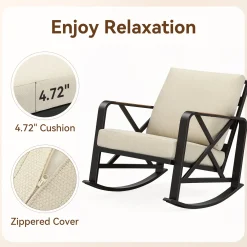 Outdoor Rocking Chair, Patio Seating Waterproof Rocker with Thick Cushion
