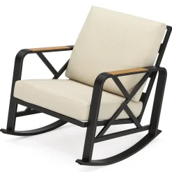 Outdoor Rocking Chair, Patio Seating Waterproof Rocker with Thick Cushion