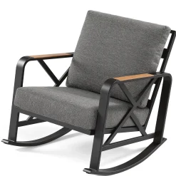 Outdoor Rocking Chair, Patio Seating Waterproof Rocker with Thick Cushion