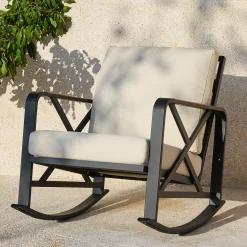 Outdoor Rocking Chair, Patio Seating Waterproof Rocker with Thick Cushion