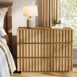 Oversized Solid Wood Nightstand, 31.5" Bedside Table with 3 Drawers