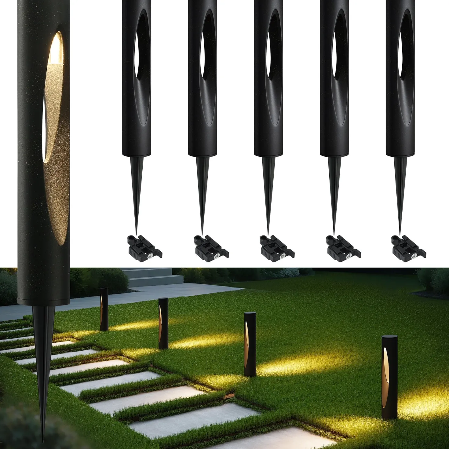 6-Pack Low-Voltage Landscape Lights, 4.8W LED Pathway Lights