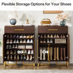 20-Pair Shoe Cabinet Organizer with Drawer & Adjustable Shelves