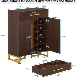 20-Pair Shoe Cabinet Organizer with Drawer & Adjustable Shelves