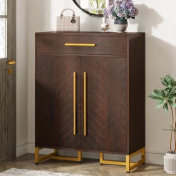 20-Pair Shoe Cabinet Organizer with Drawer & Adjustable Shelves