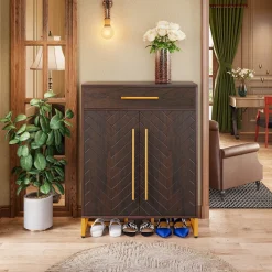 20-Pair Shoe Cabinet Organizer with Drawer & Adjustable Shelves