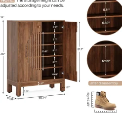 20-Pair Shoe Cabinet, Stylish Shoe Rack Organizer With Doors