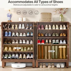 20-Pair Shoe Cabinet, Stylish Shoe Rack Organizer With Doors