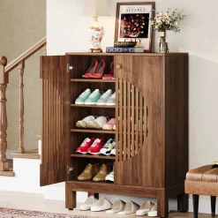 20-Pair Shoe Cabinet, Stylish Shoe Rack Organizer With Doors