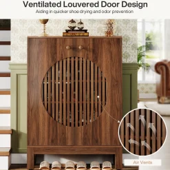 20-Pair Shoe Cabinet, Stylish Shoe Rack Organizer With Doors