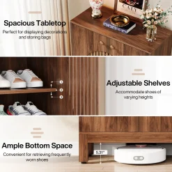 20-Pair Shoe Cabinet, Stylish Shoe Rack Organizer With Doors