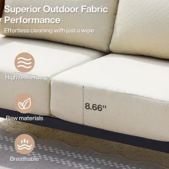 Patio Sofa Loveseat, Outdoor 2-Seater U-Shape Chair with Cushions