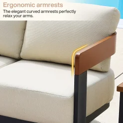 Patio Sofa Loveseat, Outdoor 2-Seater U-Shape Chair with Cushions