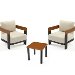 2-Person Patio Conversation Sets With Cushions, 3-Piece Outdoor Furniture Set